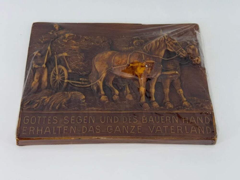VTG German Farmhouse 3D Relief Wall Plaque Gottes Segen Farming Harvest Sealed